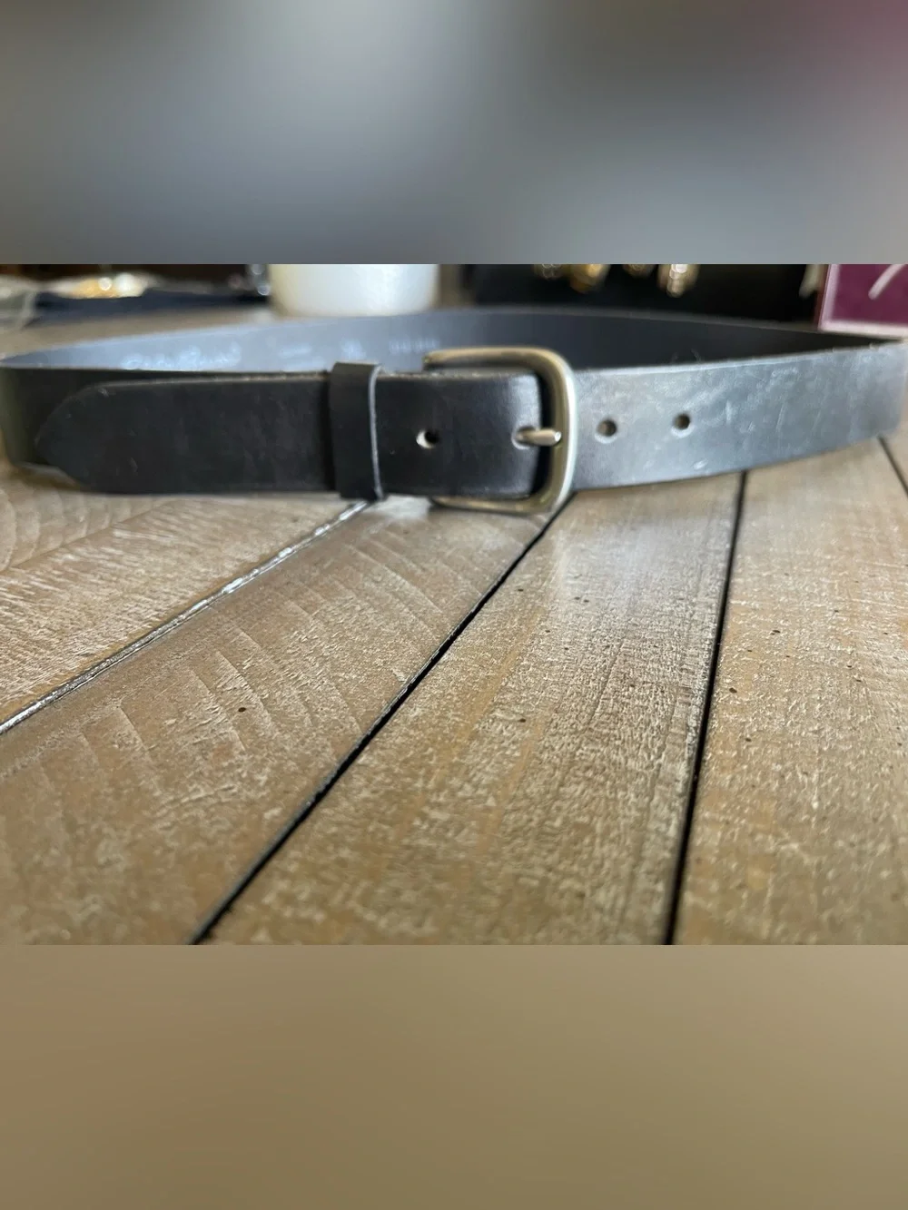 Eddie Bauer Black Leather Belt with Metal Buckle